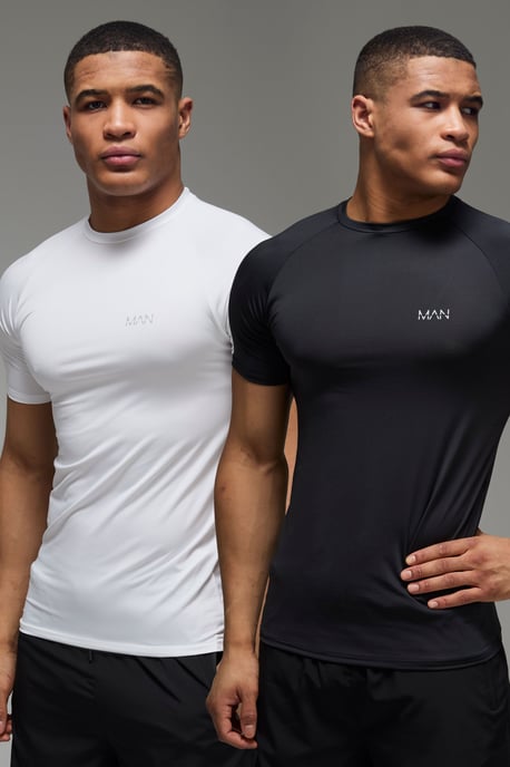 Man Active Muscle Fit Raglan Performance T-shirt 2 Pack - Image 1