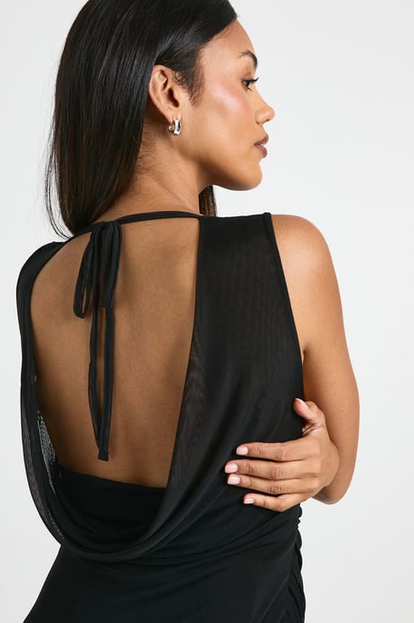 Maternity mesh cowl ruched maxi dress - Image 4