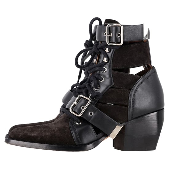Chloé Rylee Cutout Ankle Boots in Black Suede and Leather - Image 4