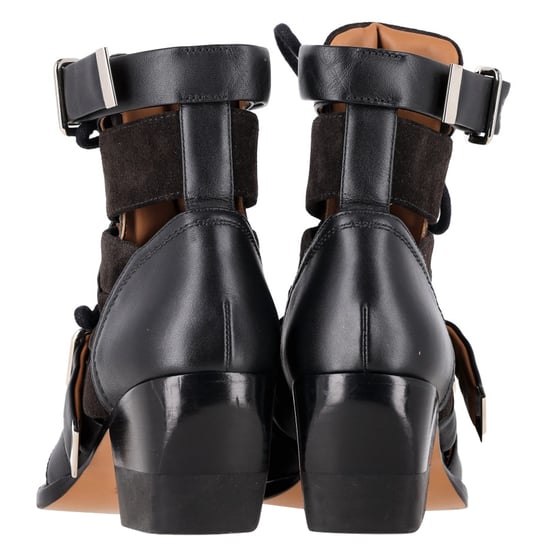 Chloé Rylee Cutout Ankle Boots in Black Suede and Leather - Image 5