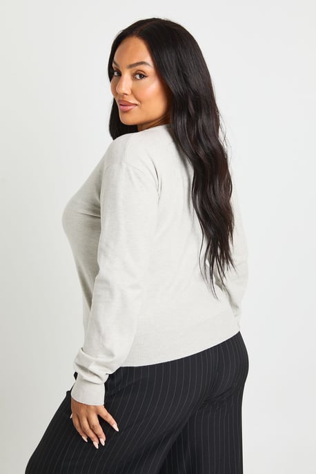 Plus Crew Neck Button Through Cardigan - Image 2