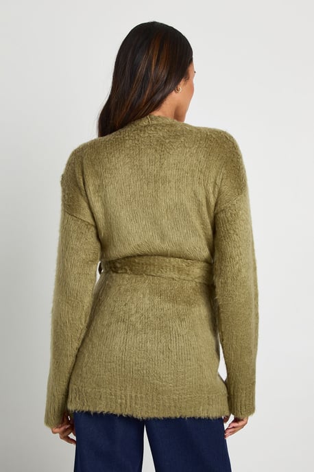 Maternity Fluffy Belted Cardigan - Image 2