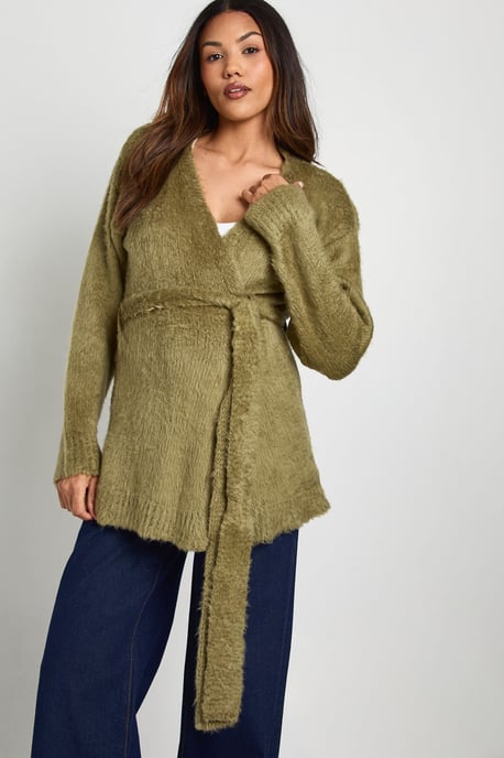 Maternity Fluffy Belted Cardigan - Image 3