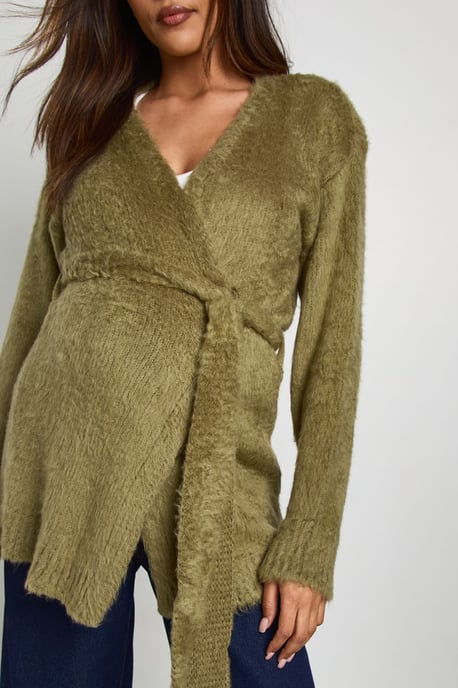 Maternity Fluffy Belted Cardigan - Image 4