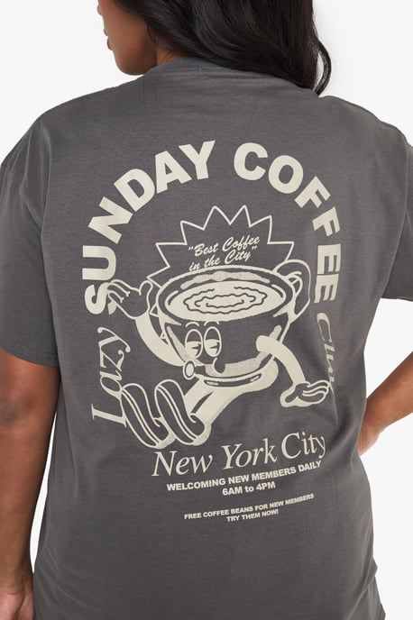 Plus Sunday Coffee Club Oversized Printed T-Shirt - Image 4
