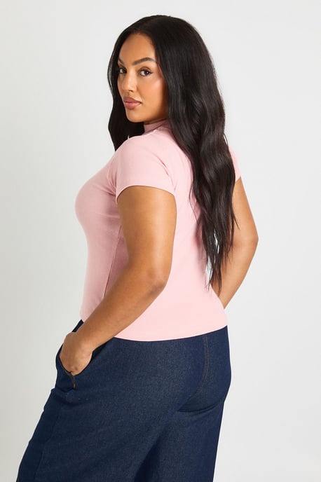 Plus Basic Rib Short Sleeve Fitted Top - Image 2