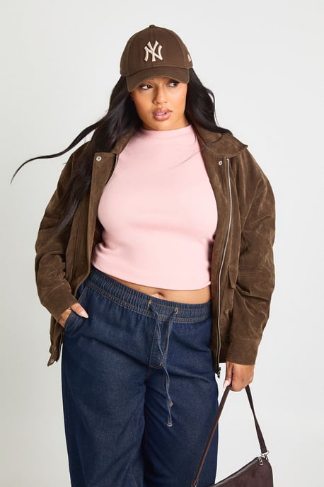 Plus Basic Rib Short Sleeve Fitted Top - Image 3