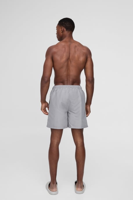 Branded Mid Length Swim Short in Grey - Image 2