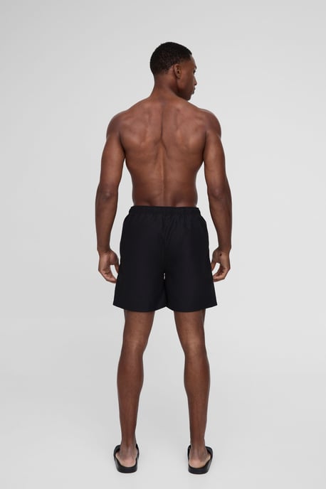 Branded Mid Length Swim Short in Black - Image 2