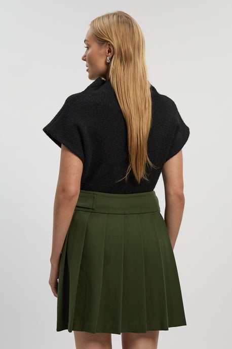 Ponte Pleat Wrap Mini Skirt - Image 5