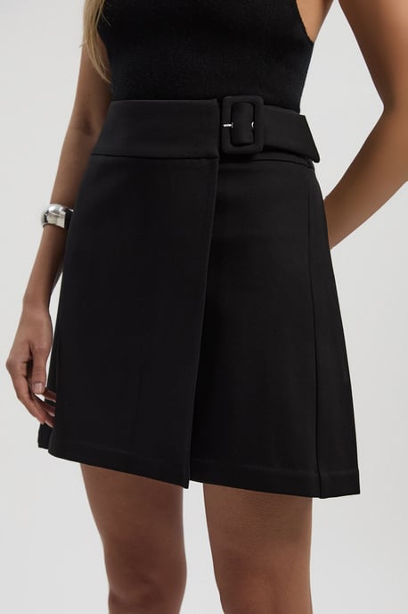 Ponte Pleat Wrap Mini Skirt - Image 2