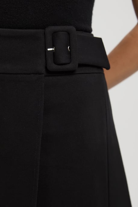 Ponte Pleat Wrap Mini Skirt - Image 3