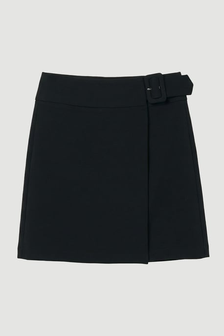 Ponte Pleat Wrap Mini Skirt - Image 4