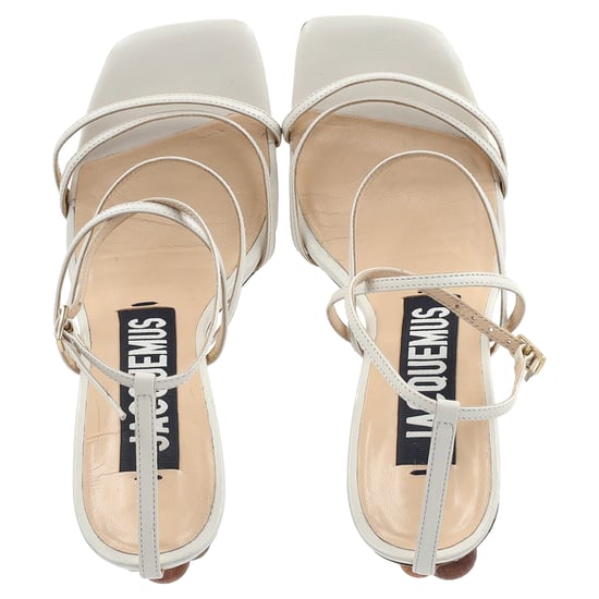 Jacquemus sandalen met kralen en bandjes in wit leer - Image 3