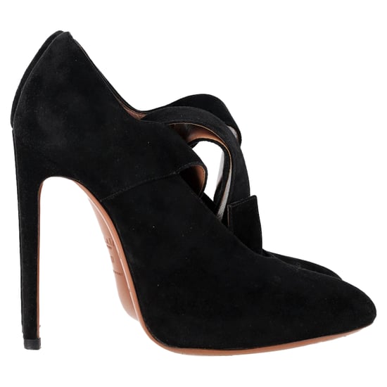 Alaïa Buckled Strap Pumps in Black Suede - Image 1