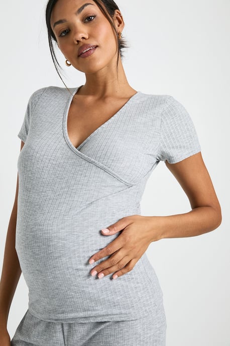 Maternity Soft Rib Wrap Top & Trouser Lounge Set - Image 4