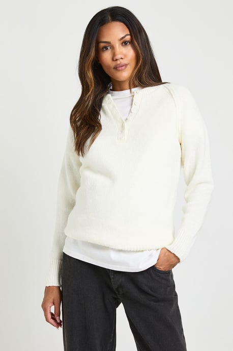 Maternity Henley Button Knitted Jumper - Image 1