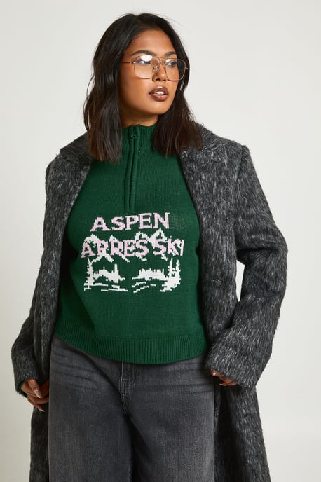 Plus Aspen Apres Ski Half Zip Christmas Jumper - Image 3