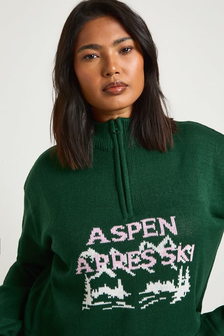 Plus Aspen Apres Ski Half Zip Christmas Jumper - Image 4