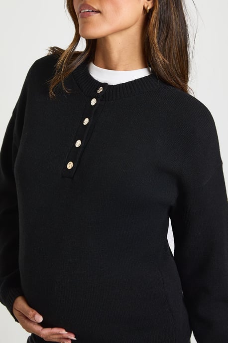 Maternity Gold Button Jumper - Image 4