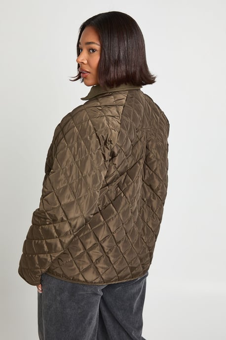 Plus Quilted Contrast Collar Casual Jacket - Image 2