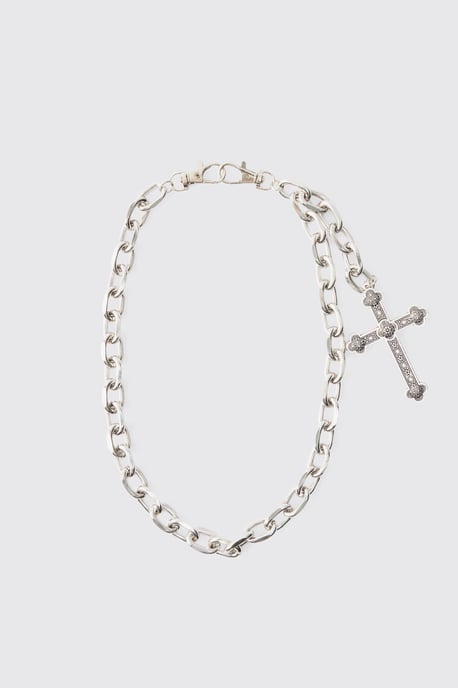 Cross Skull Jean Chain In Silver - Image 2
