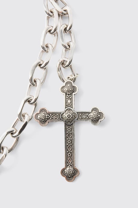 Cross Skull Jean Chain In Silver - Image 3