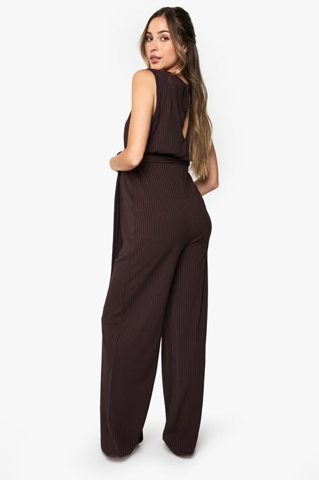 Maternity Rib Belted Sleeveless Lounge Jumpsuit - Image 2