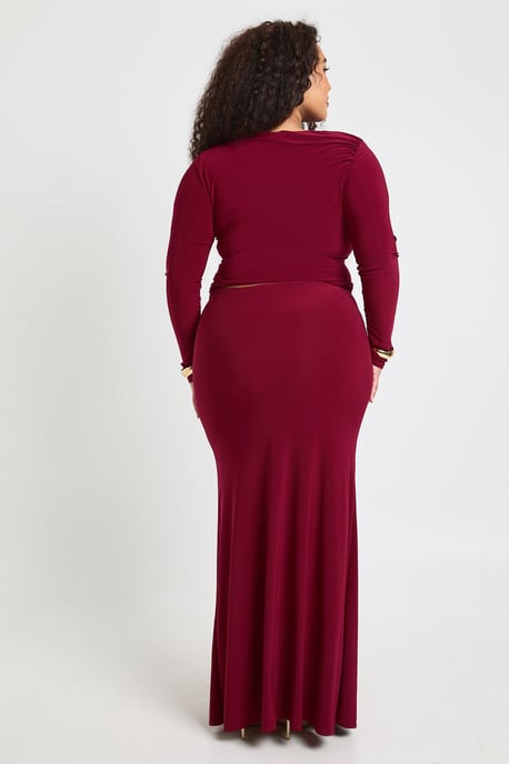 Plus Drape Detail Column Maxi Skirt - Image 2