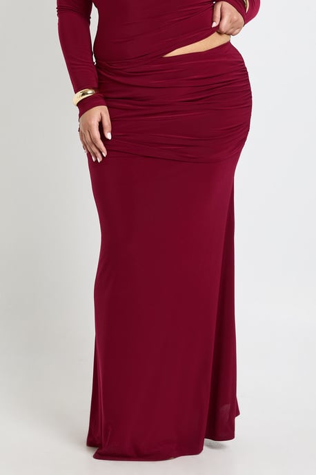 Plus Drape Detail Column Maxi Skirt - Image 3