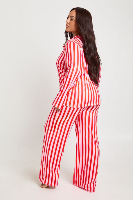 Plus Stripe Print Long Sleeve & Trouser PJ Set - Image 2