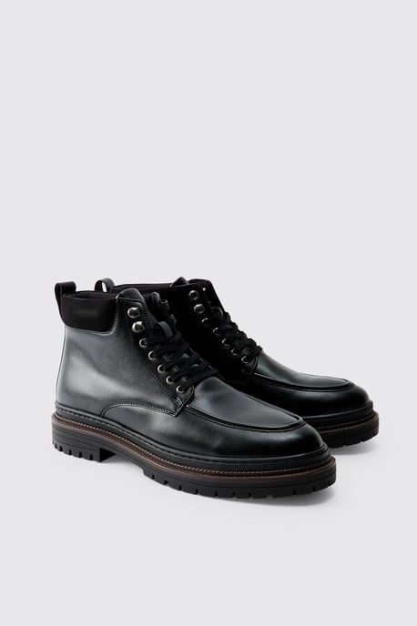 Washed PU Hiking Style Boot - Image 1