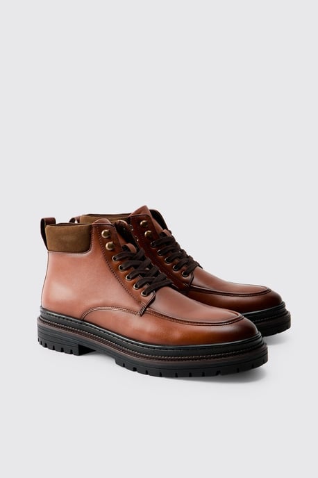 Washed PU Hiking Style Boot - Image 1