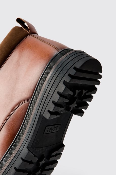 Washed PU Hiking Style Boot - Image 4