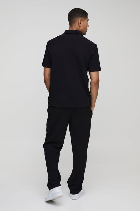 Short Sleeve Jersey Herringbone Shirt And Trouser Set - Image 2