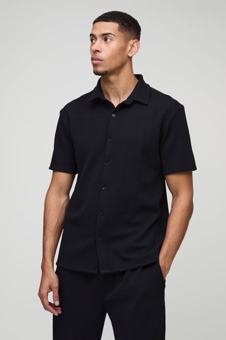 Short Sleeve Jersey Herringbone Shirt And Trouser Set - Image 3