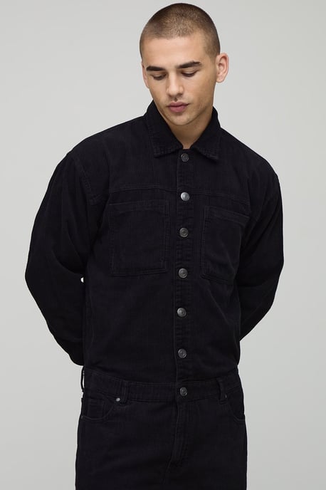Oversized Washed Corduroy Cargo Boilersuit - Image 3