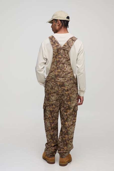 Forest Camo Cargo Pocket Relaxed Dungarees - Image 2