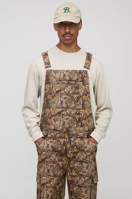 Forest Camo Cargo Pocket Relaxed Dungarees - Image 3