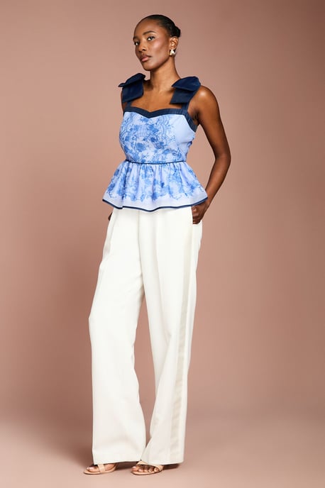 Printed Bow Strap Top - Image 2