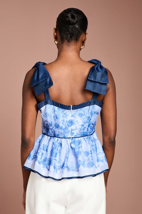 Printed Bow Strap Top - Image 3