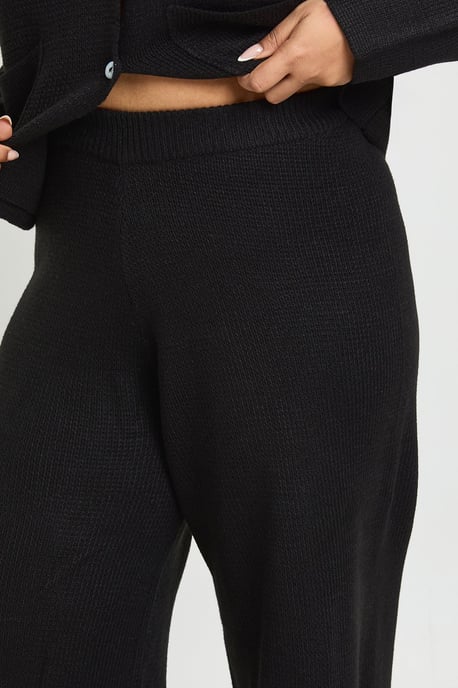 Plus Crew Neck Button Down Ballon Sleeve Cardigan And Wid Leg Trouser Co Ord - Image 4