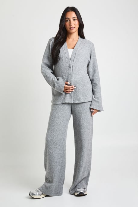 Maternity Soft Rib Slouchy Cardigan & Wide Leg Trouser - Image 3