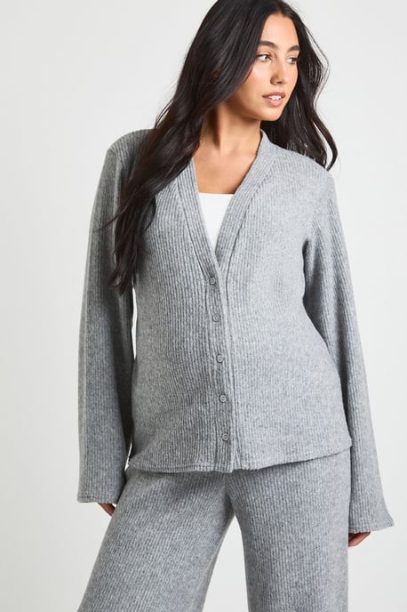 Maternity Soft Rib Slouchy Cardigan & Wide Leg Trouser - Image 4