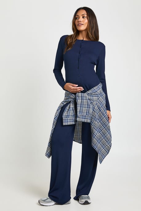 Maternity Soft Knit Button Cardigan & Wide Leg Trouser - Image 3