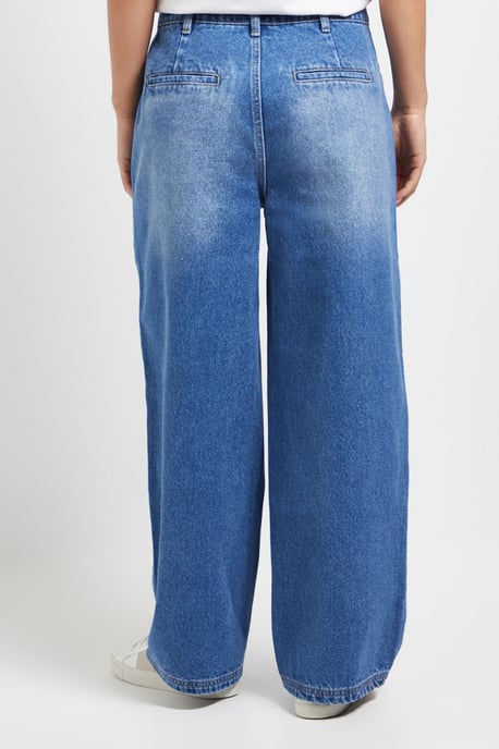 Petite Wide Leg High Waist Denim Jeans - Image 3
