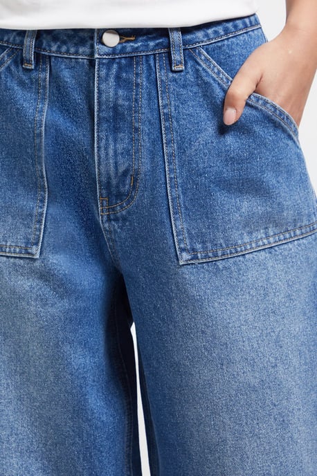 Petite Wide Leg High Waist Denim Jeans - Image 4