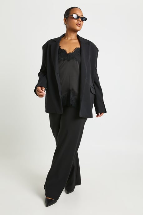 Plus Drawstring Woven Wide Leg Trousers - Image 1