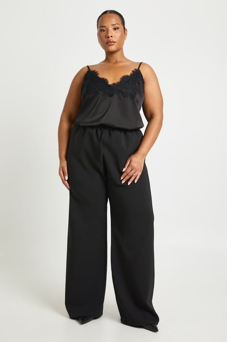 Plus Drawstring Woven Wide Leg Trousers - Image 3