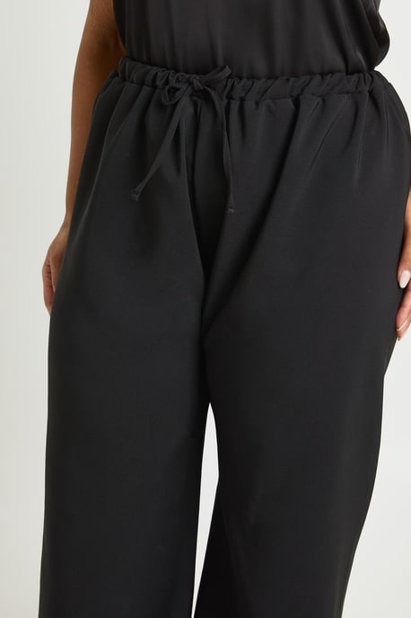 Plus Drawstring Woven Wide Leg Trousers - Image 4